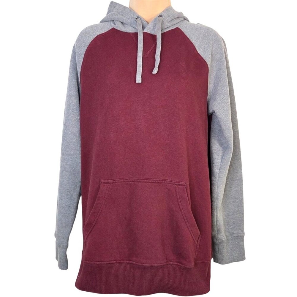 Goodfellow & Co Mens Burgundy & Gray Raglan Hoodie Sweatshirt M